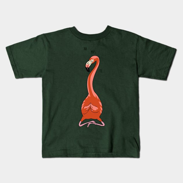 NAMASTE Flamingo Kids T-Shirt by huebucket